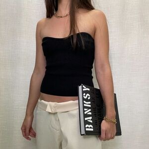 Black Strapless Ribbed Top / NWT